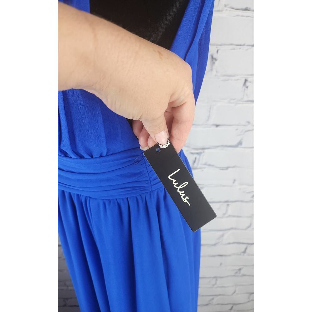 Lulus Dress Womens S Divine Dahlia Royal Blue Midi prom wedding formal cocktail - Picture 5 of 13